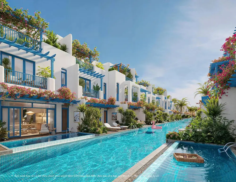 Kiến trúc đa dạng khiến nhà phố Sông Town tạo nên sự khác biệt, phù hợp với xu hướng du lịch trải nghiệm và nhu cầu check-in của du khách - Ảnh: Phối cảnh tiểu khu Hy Lạp - phân khu Sông Town